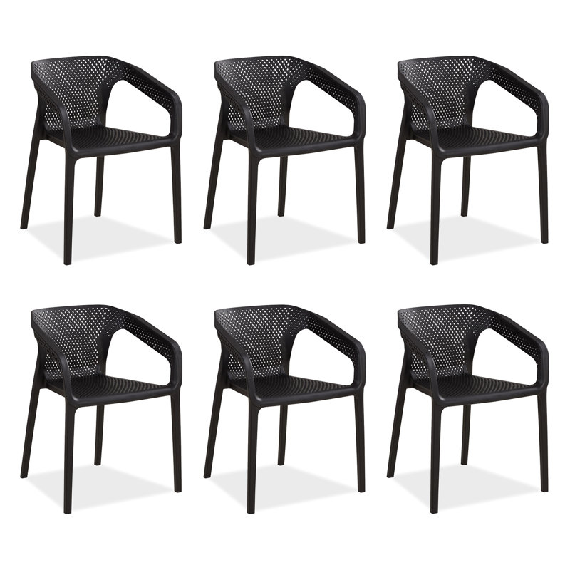 Waterville Stacking Patio Dining Armchair, Black