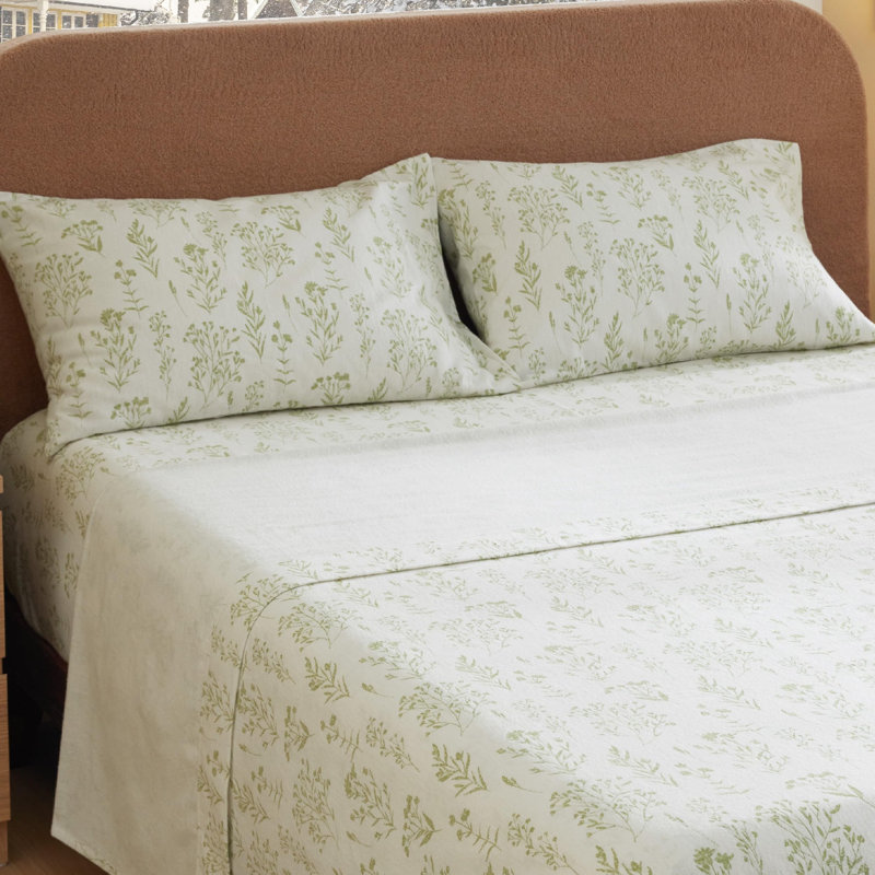 Ensemble de lit en flanelle 100% coton, Ensemble de draps pour lit simple avec 1 taie d'or
