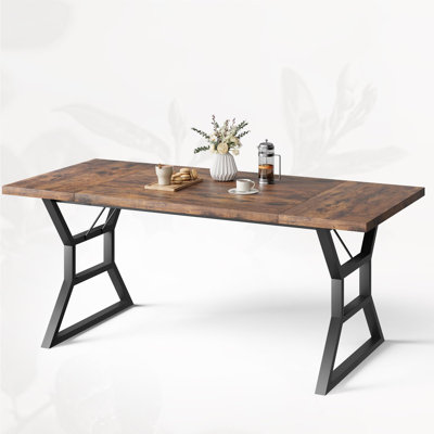 Dining Room Table For 6, 70 Inch Rectangular Kitchen Table With Heavy Duty Metal Legs by 17 Stories