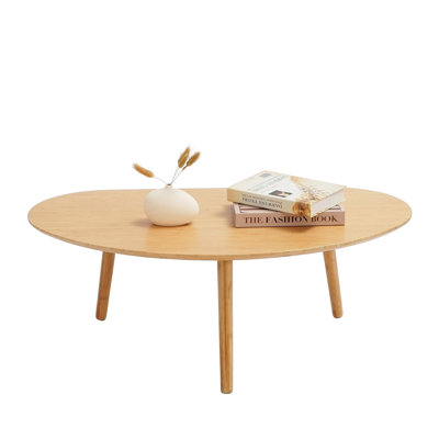 Jaymie Oval Coffee Table Mid Century Modern for Living Room, Center Table, Solid Wood Coffee Table. 33.85