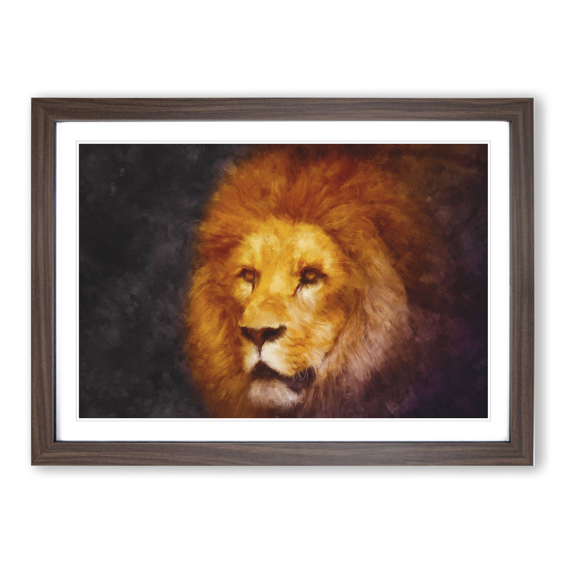 Lion Vol.4 - Picture Frame Graphic Art, Walnut Framed, 27cm H x 36cm W x 2cm D