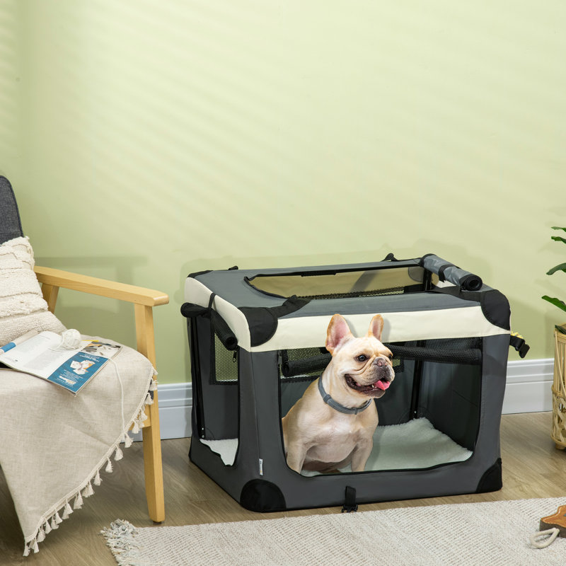 Steel Collapsible Pet Carrier with 1 Door, Grey, 50cm H x 70cm W x 51cm D