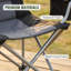 Chaise de camping pliante robuste pour adultes, chaise quadruple rembourrée à dossier lombaire portable avec porte-gobelet, sac isotherme, poches latérales