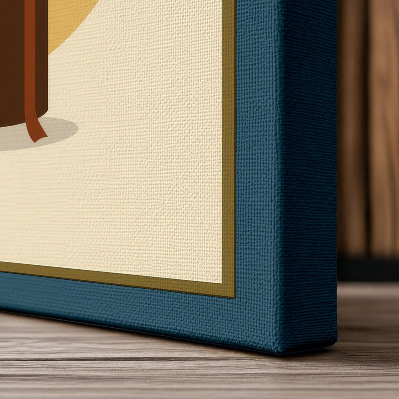 French Press Ritual Mid-Century - Wrapped Canvas, 36x24 - 91.4 x 61.0 cm, Teal Border