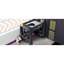 Lit mezzanine gris foncé avec bureau d'étude en bois, rangement multiple, DEL, espaces de rangement pour jeux vidéo, DEL, poste de travail-2043803505