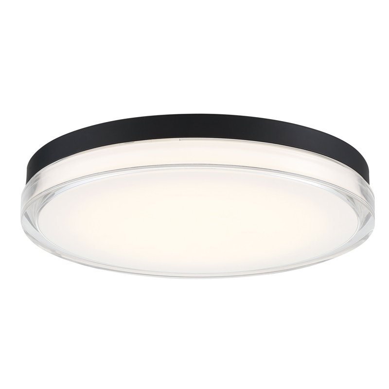 Pi Black Outdoor Flush Mount, 3000K, 2.5" H x 15" W x 15" D, Matte Black