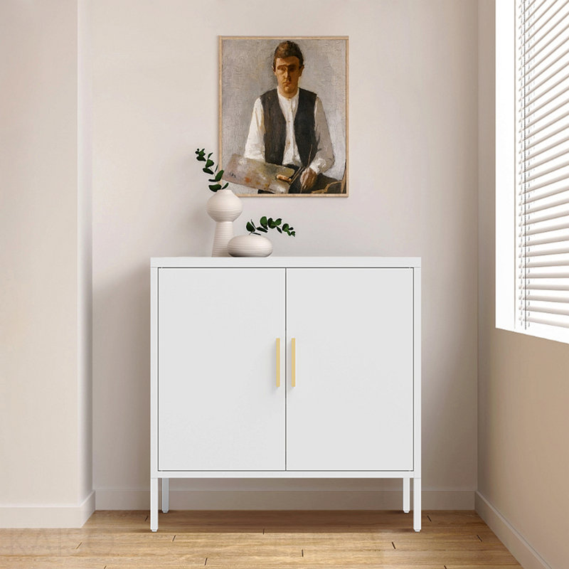 Armoire de rangement en métal avec 2 portes et 2 tablettes réglables, classeur en acier