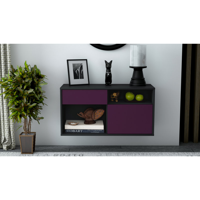 Halbrook Unfinished Floating TV Stand, Purple