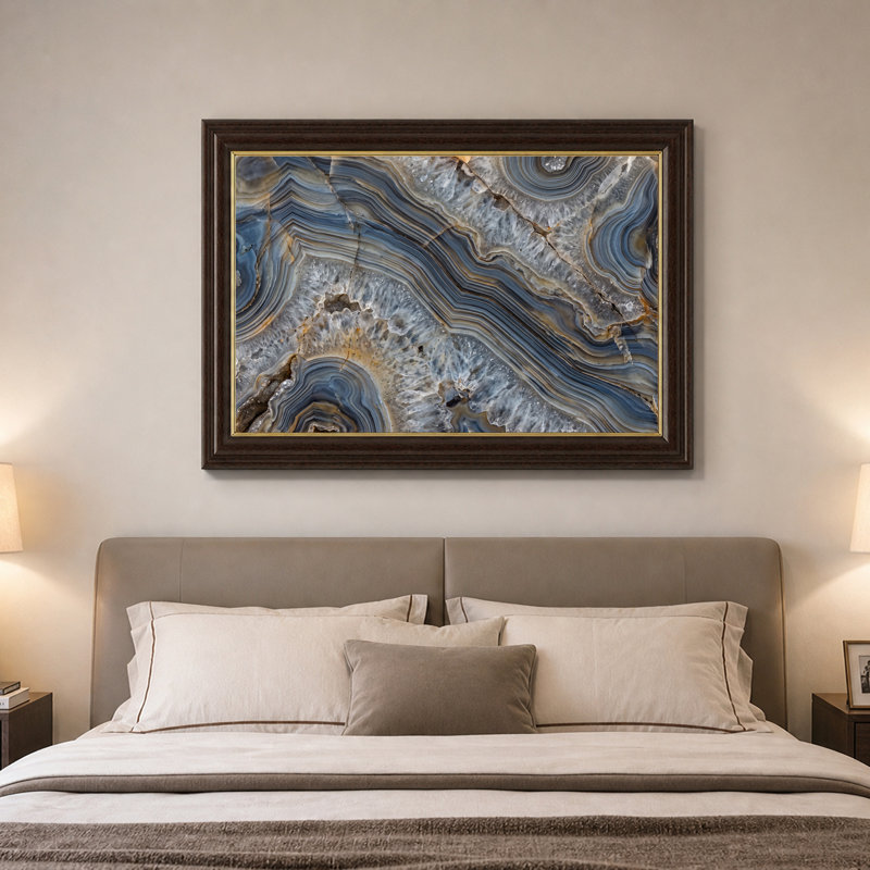 Art mural sur toile bleu et gris, H 16 po x l 24 po