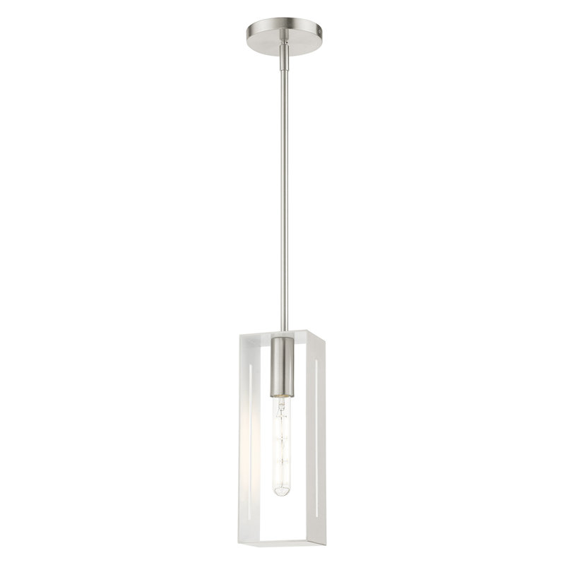 Luminaire suspendu simple à 1 lumière Columbus, Nickel brossé
