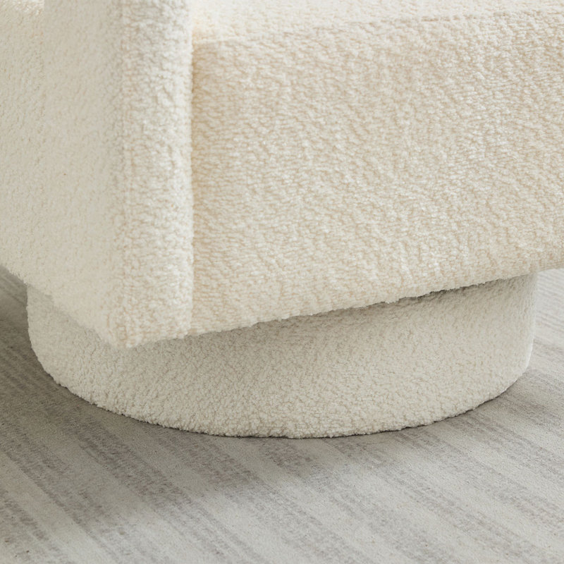Fauteuil d'appoint pivotant revêtu de tissu bouclé, Beige