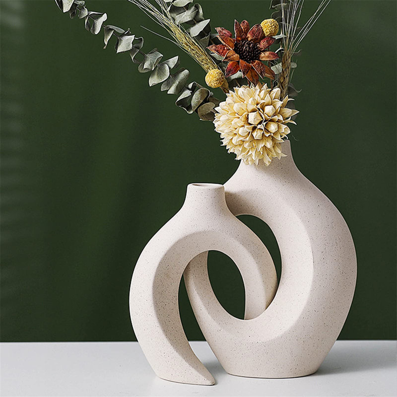 Danett Ceramic Table Vase, White