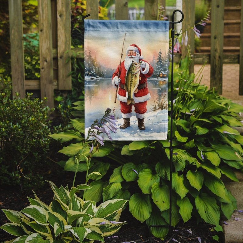 Drapeau de pêche du père Noël avec l'achigan à grande bouche, Taille du jardin