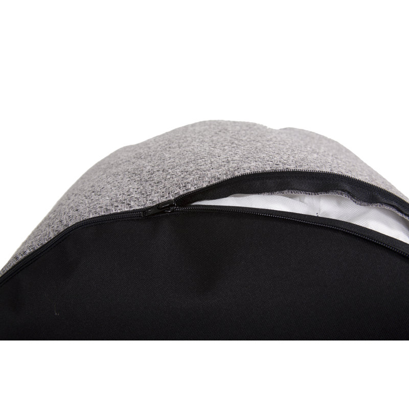 Pouf rond de 22 po de largeur, Polyester pierre Panama