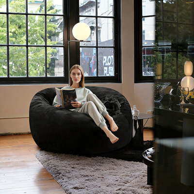 4-foot giant foam beanbag chair with padding, perfect for adult reading and relaxation – suitable for living room and bedroom.