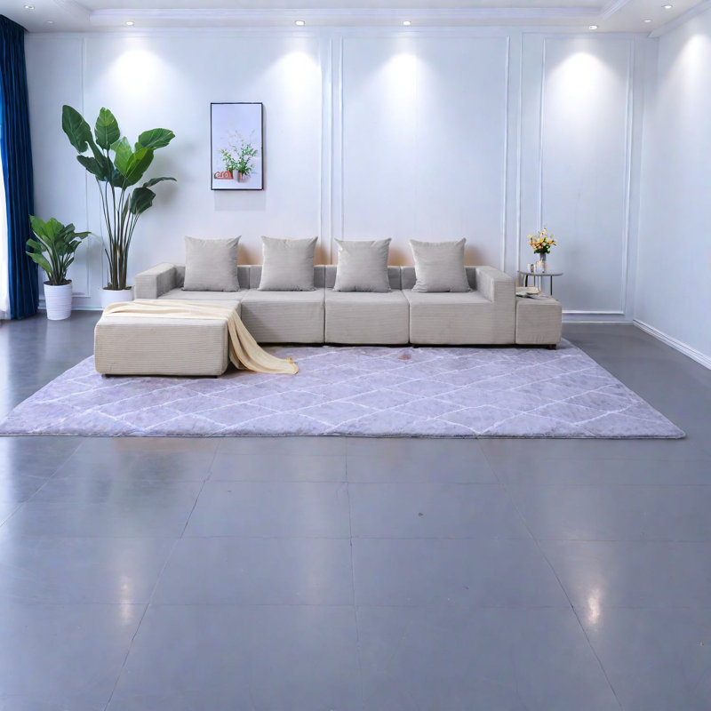 Canapé modulaire peu encombrant, velours côtelé doux, design moderne et polyvalent, idéal pour les espaces de vie compacts