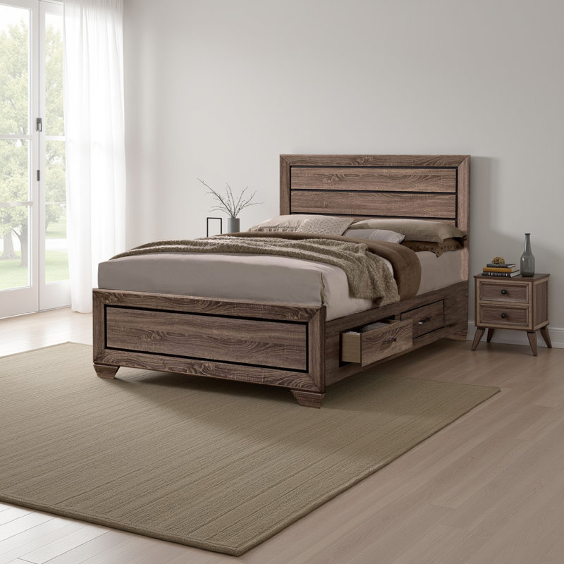 Très grand lit standard avec rangement Jarard