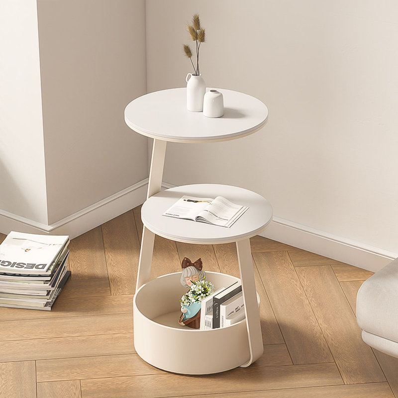Table d'appoint en pierre frittée crème 14,57 po