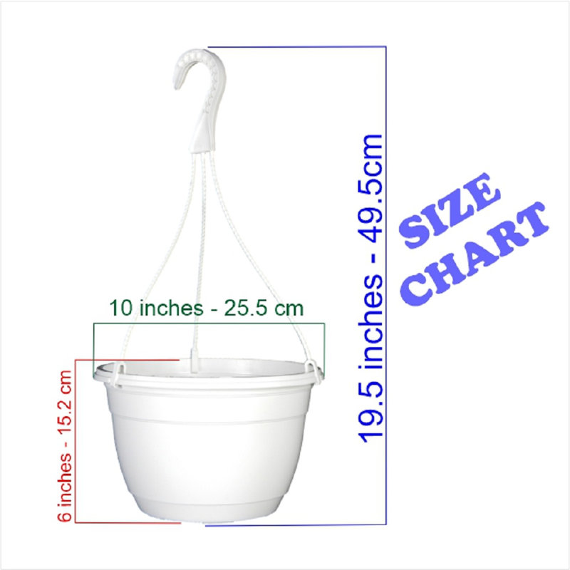 Panier suspendu en plastique 10 pouces blanc (paquet de 4)