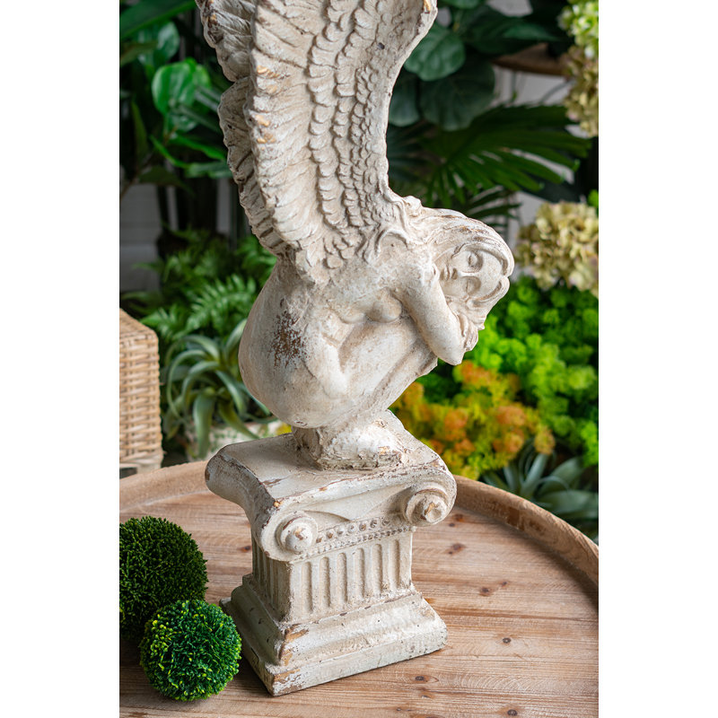 Magnesium Angel Statue with Distressed White Finish
