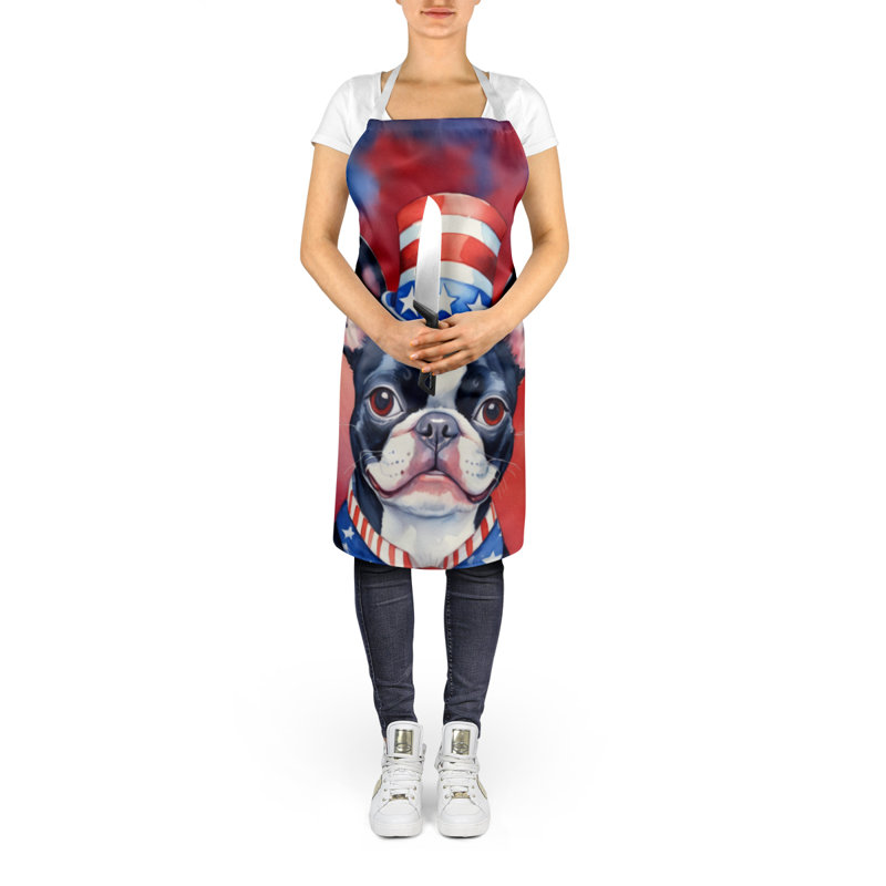 Patriotic American Apron, Red Boston Terrier