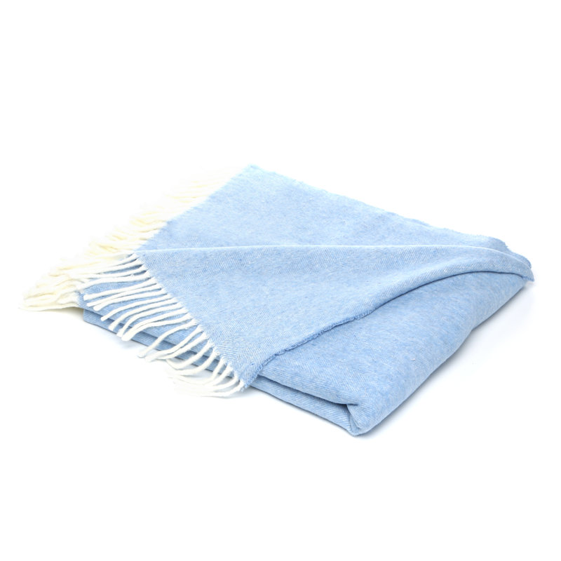 Italian Herringbone Throw, Blue Denim