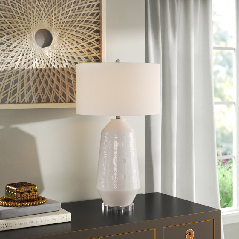 Lampe de table en cristal Lohan, Blanc