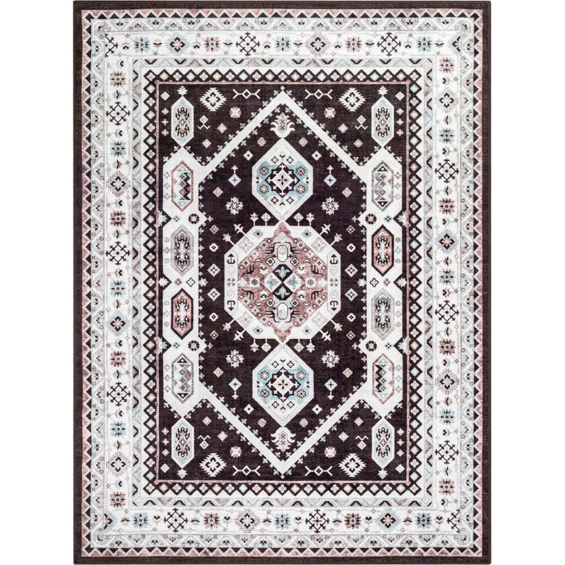 Tapis noir antidérapant Dery, Rectangle 5 pi x 7 pi
