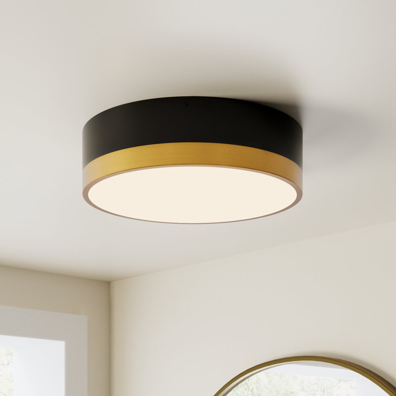 Mossy 2 Light Flush Mount, Aged Gold/Matte Black