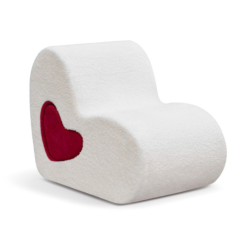Toddler Chair,Comfy Cuddly Kids Chair with Heart-shaped Novel Design Pillow,Children's Chairs Toddler Furniture for Girls & Boys,White