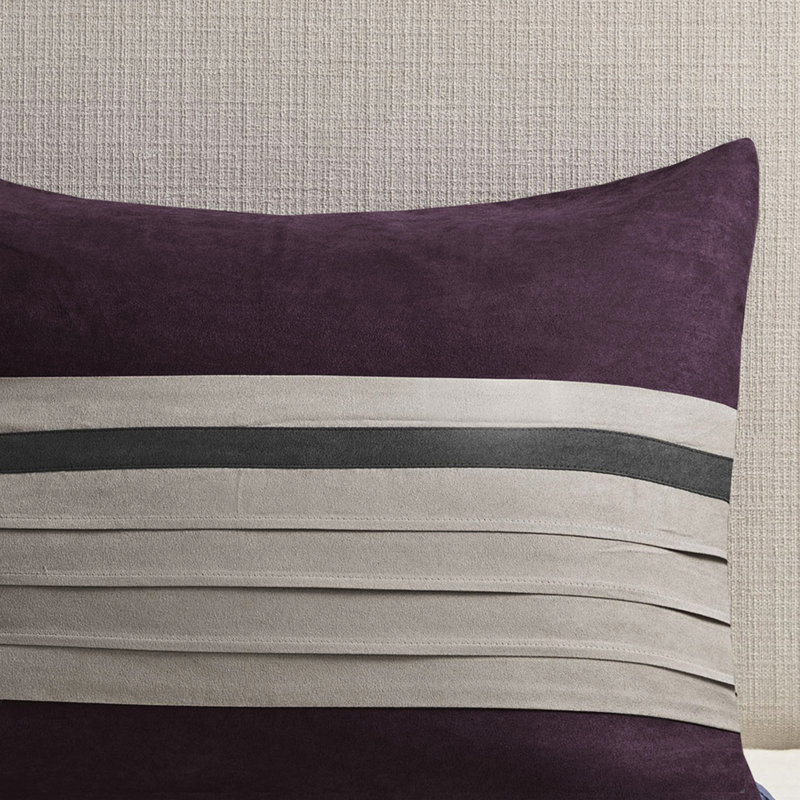 Édredon 7 pièces mauve pour grand lit - Faux suède confortable, rembourré, coussins brodés, entretien facile pour le confort du lit, lavable