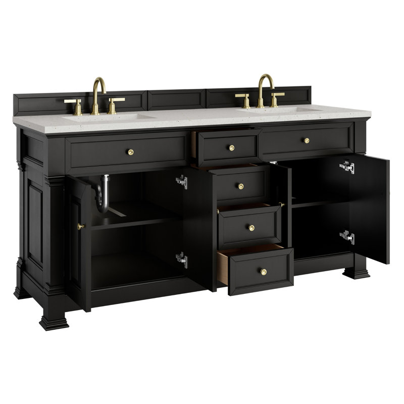 Brookfield 72'' Double Bathroom Vanity with Top, Lime Delight, Black Onyx