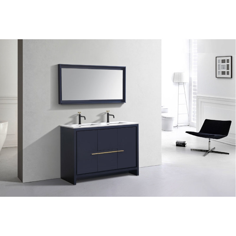 Ensemble de meuble-lavabo double 48 po Meraris, Bleu