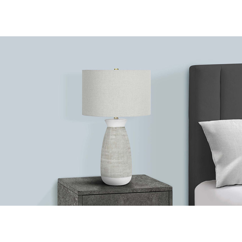 Lighting, 27 po, lampe de table, céramique grise, abat-jour gris, contemporain