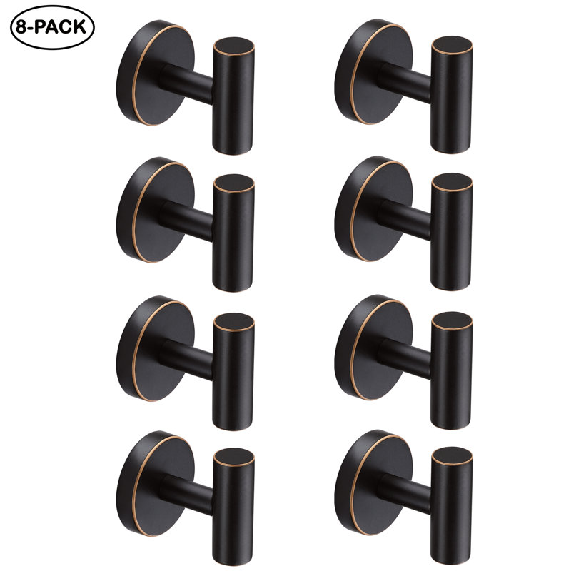 8 Pack 2.25"H Modern Stainless Steel Bathroom Wall Mounted Towel Hook, Oil Rubbed Bronze