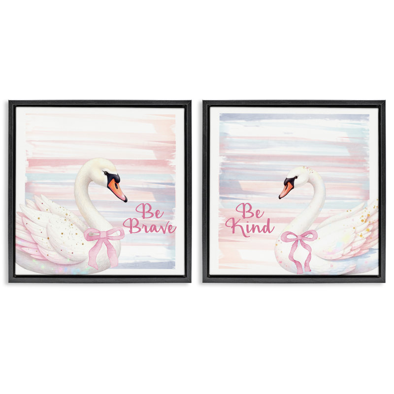 Ensemble de cadres flottants Be Brave & Kind Pastel Swan 2pc, design par Kim Allen, H 25 po x l 25 po
