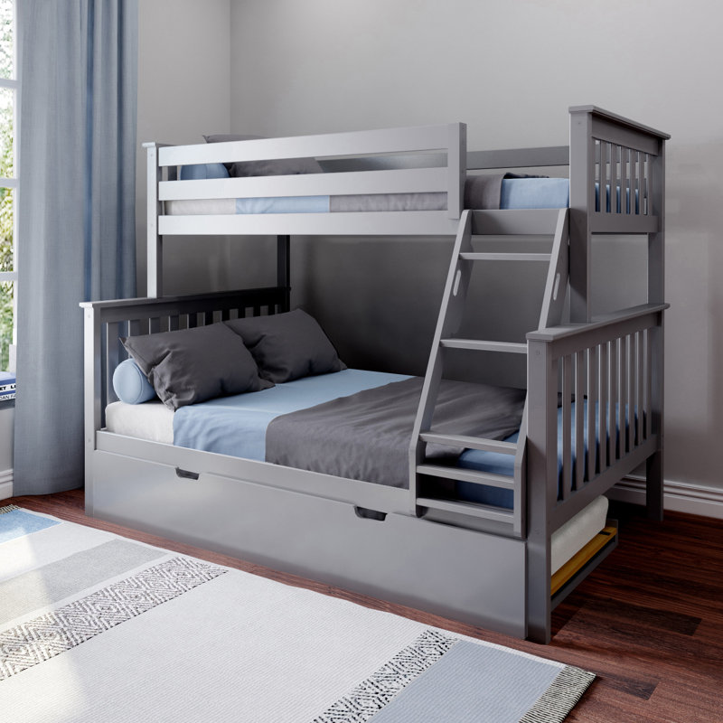 Bolles Kids Bunk Bed with Trundle, Twin over Full, Gray
