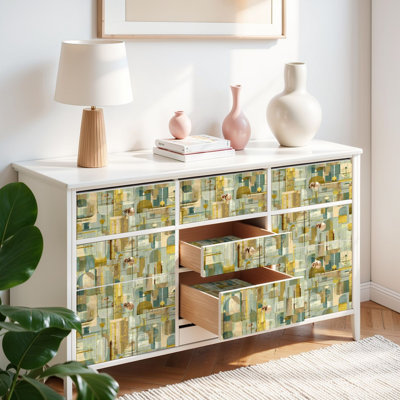 Peel and Stick Wallpaper Contact Paper 1970s Vintage Peel Stick Mid Century Geometry Self Adhesive and Removable 17.7in x 118in(45x300cm)