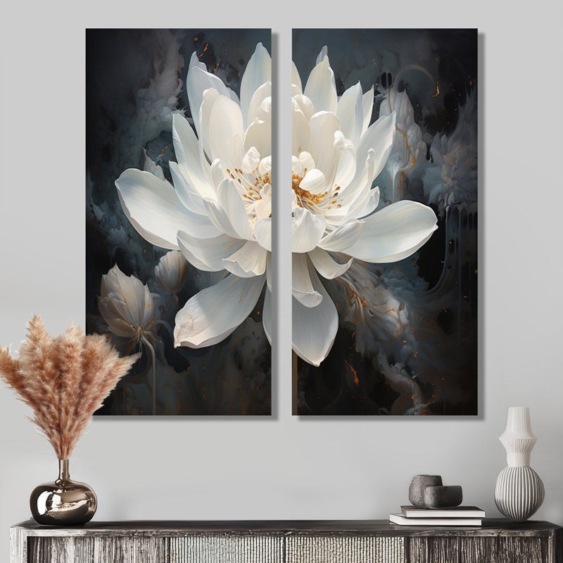 Serenity Blossum Lotus - lot de 2 décorations murales encadrées Lotus, H 20 po x l 24 po, Toile tendue, Ne s’applique pas