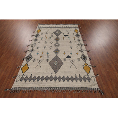 Handmade Geometric Moroccan Wool Area Rug 7x11