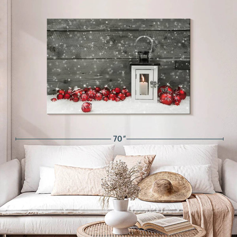 Boules de Noël rouge vif, H 32 po x l 48 po