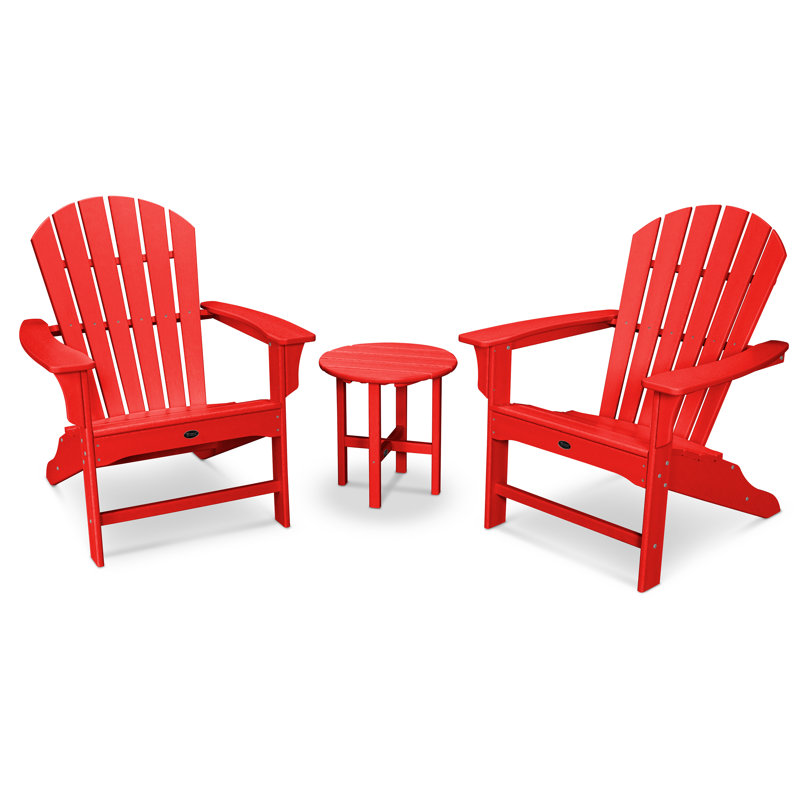 TREX Outdoors Yacht Club Shellback 3-Piece Adirondack Set, Sunset Red