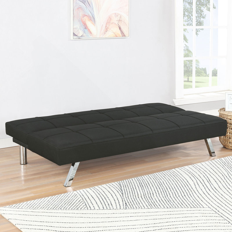 Black Upholstered Tufted Convertible Sofa Bed