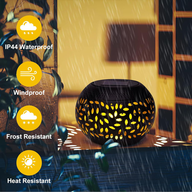 4.3'' 2 Pack Solar Lantern Outdoor Waterproof - Solar Table Lights LED Metal Tabletop Light Solar Powered Decorative Lighting Lanterns (Set of 2)