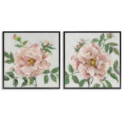 Soft & Subtle Peonies 2pc Framed Giclee Set, design by Sally Swatland