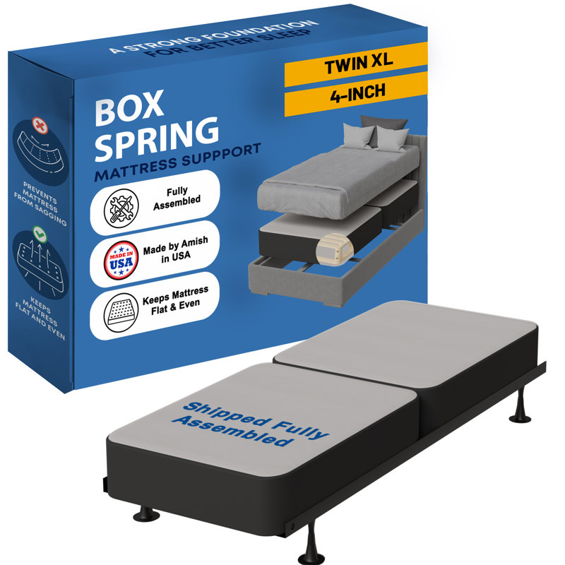 Sommier tapissier / base en bois fendu pour support de matelas, entièrement assemblé, Profil bas (4 po), Simple TG