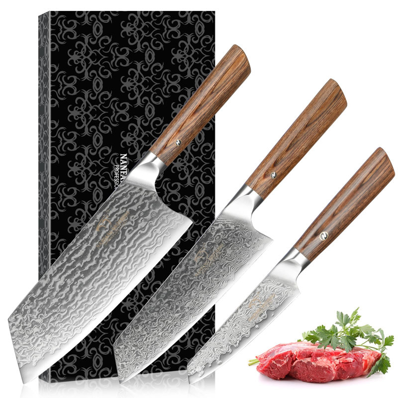 Nanfang Brothers Damascus Steel Knife Block Set