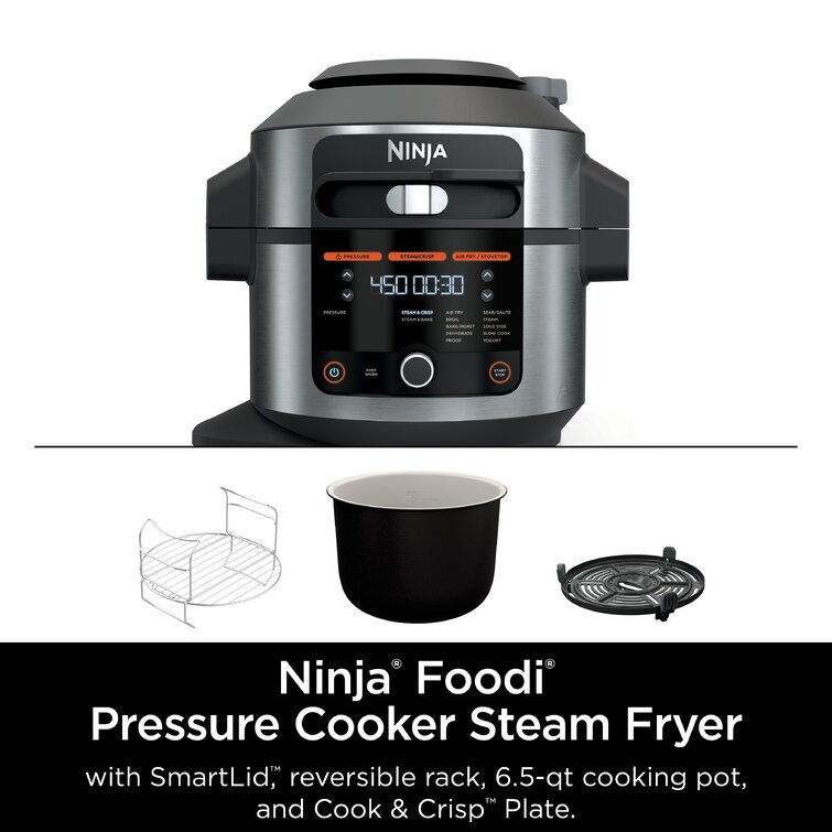  Ninja Foodi 9-in-1 Pressure Cooker and Air Fryer with Nesting  Broil Rack, 5 Quart, Stainless Steel