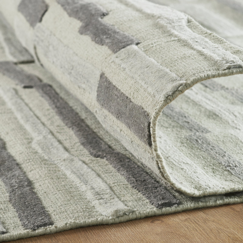 Tapis intérieur/extérieur Liora à rayures superposées grises, 2'6" x 10'