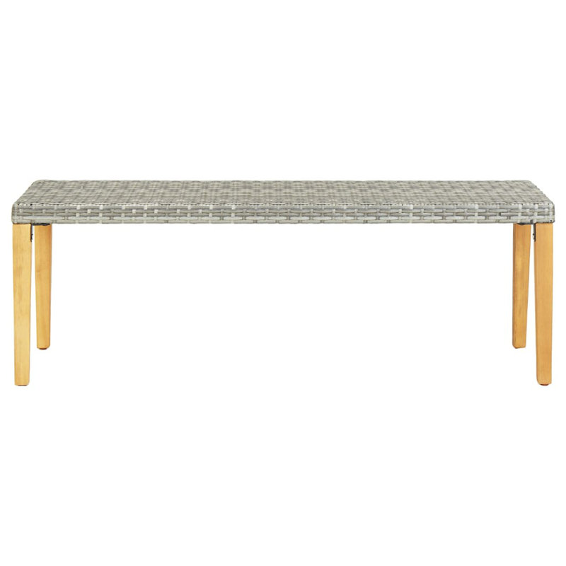 Chaliah Wicker Outdoor Bench, Natural, Grey